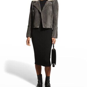 rag & bone Mack Suede Aviator Jacket, Small, Dark Grey